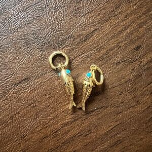 Madewell Fish Charm Huggie Hoop Earrings